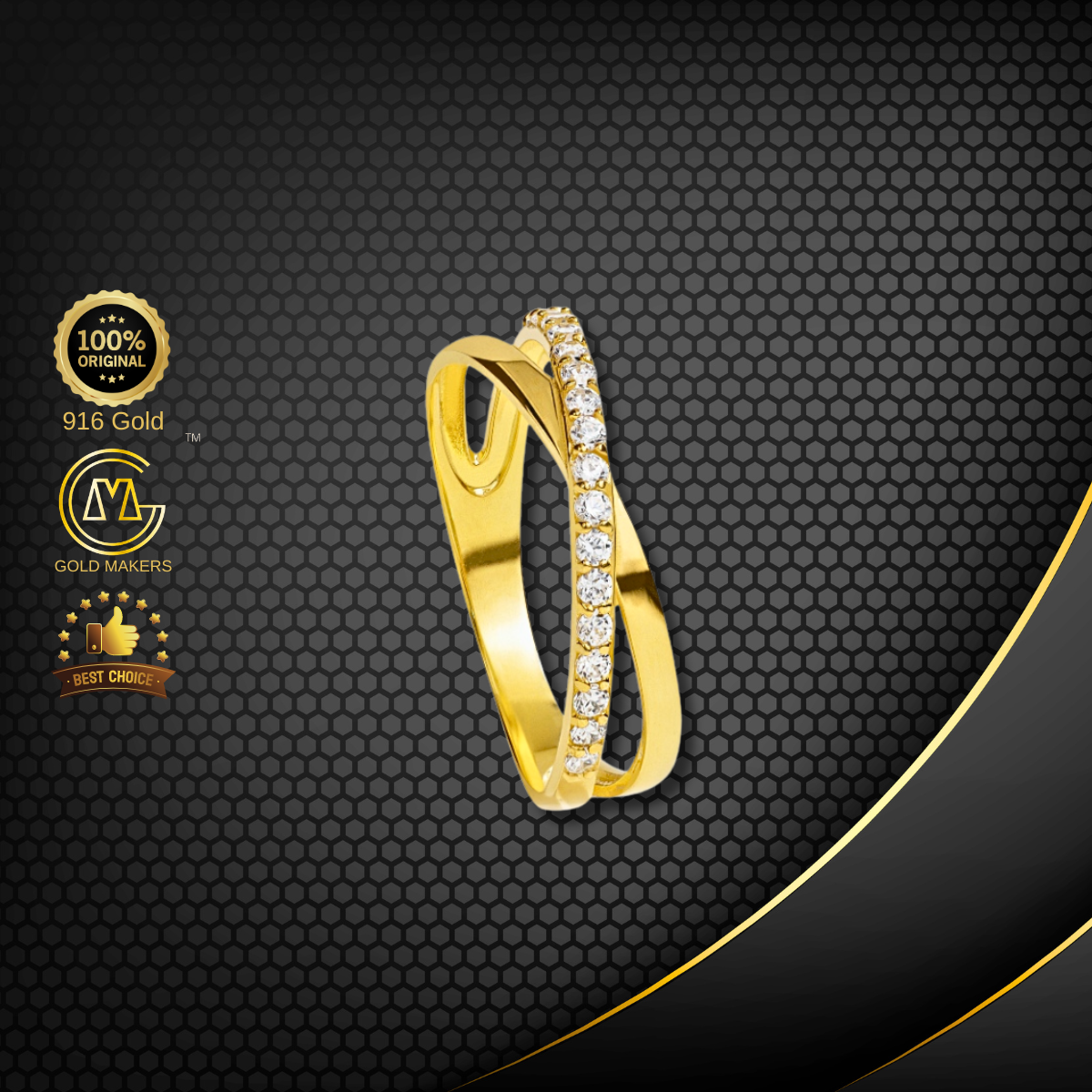 Cincin Batu Emas 916 CR9122-A