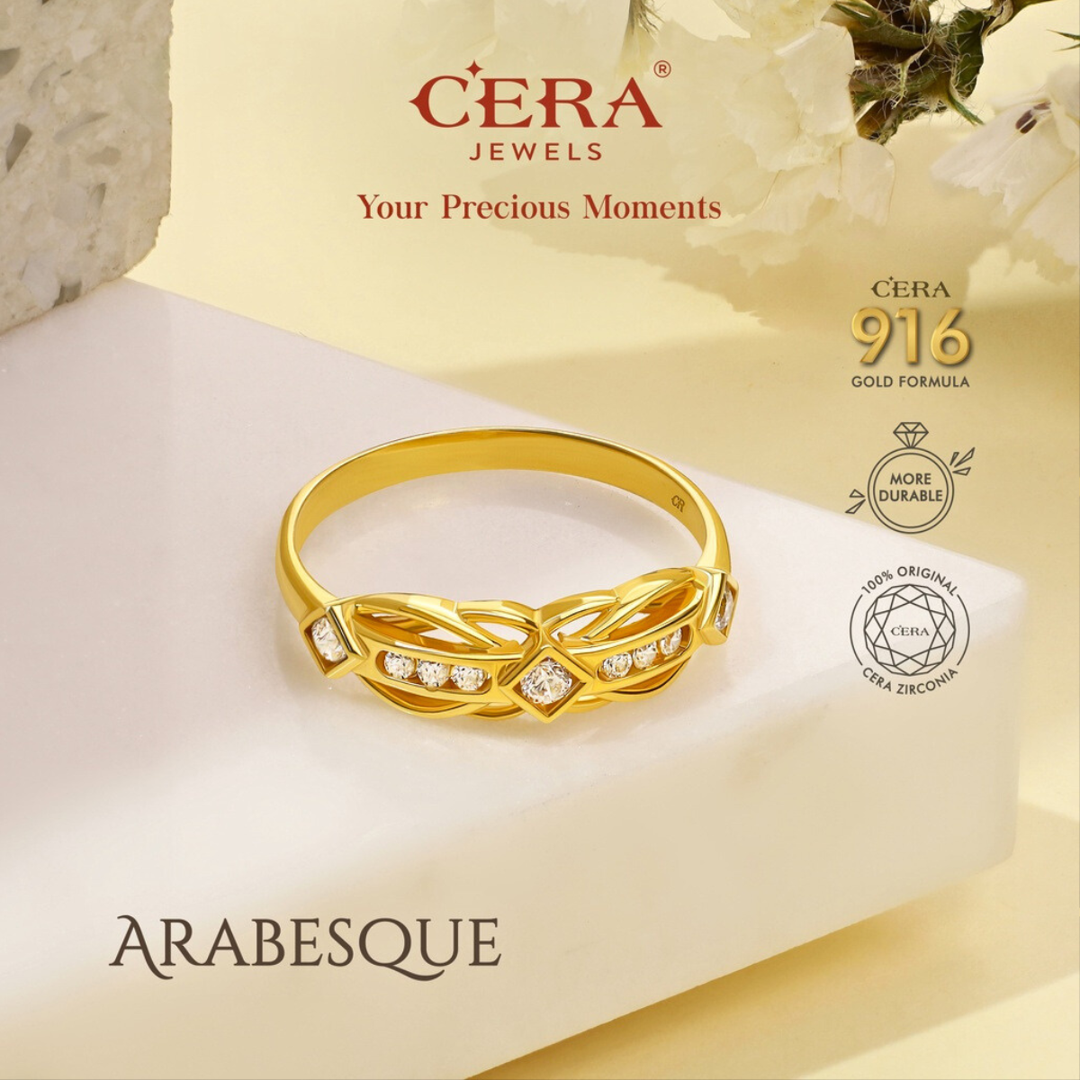Cincin Batu Emas 916 CR9033-F