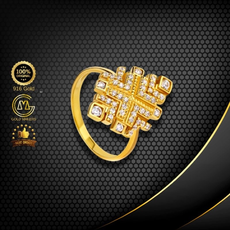Cincin Batu Emas 916 CR9018-FX