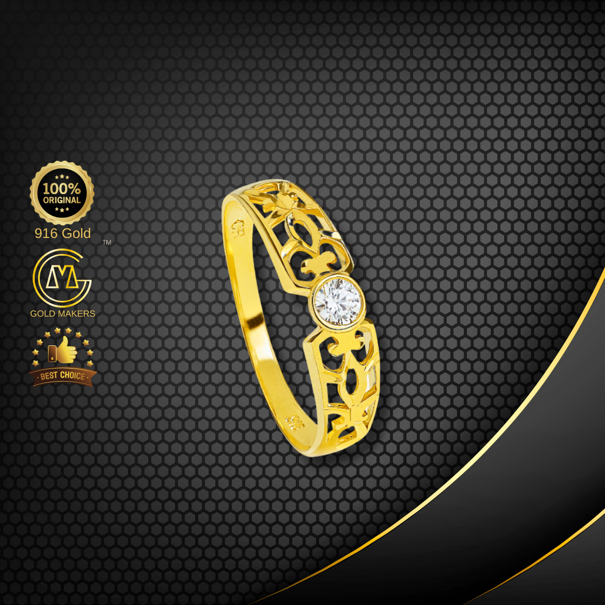 Cincin Batu Emas 916 CR9132-A