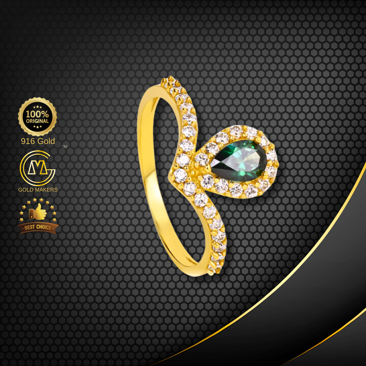 Cincin Batu Emas 916 CR907-F