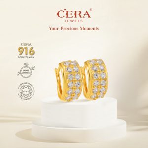 CERA 916 Gold Earrings Peaceful Fan Earring S9139