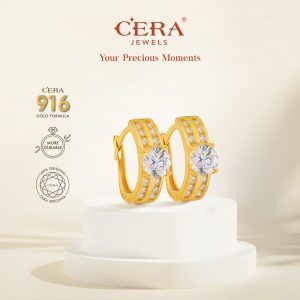 CERA 916 Gold Earrings Sparkling Bilinear Earring S9136