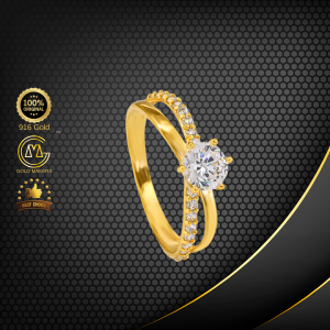 Cincin Batu Galaxy Cross Emas 916 S9087