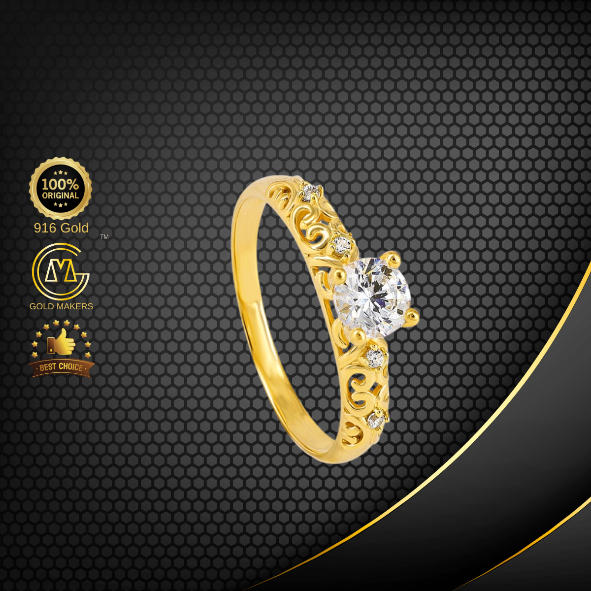 Cincin Batu Implicated Art Emas 916 S9185