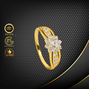 Cincin Butu Floral Mark Emas 916 S9002
