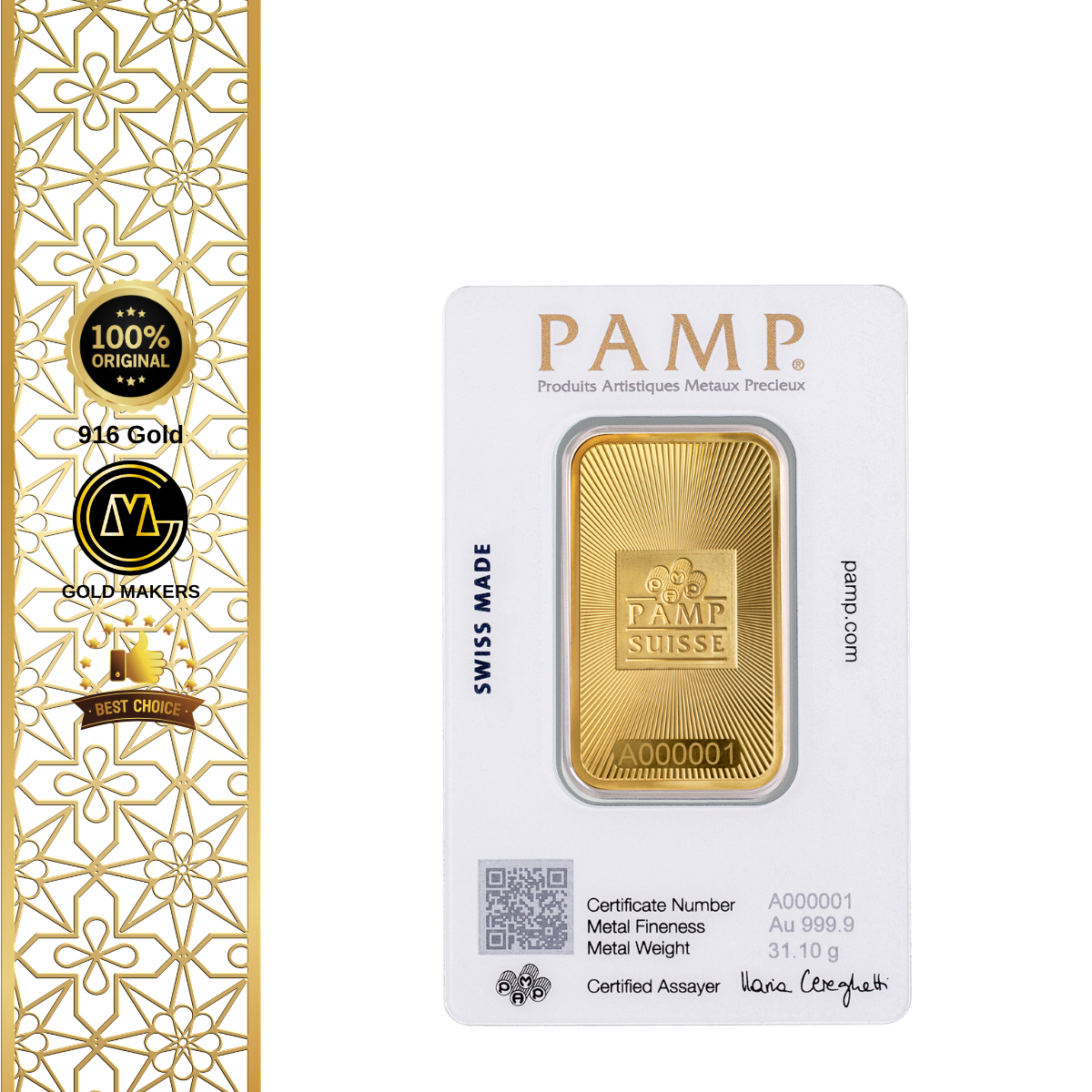 PAMP Suisse 999.9 Gold Minted Bar 50g - Image 2