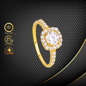 Cincin Batu Classic Halo Emas 916 CR9072-K