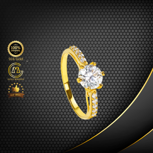 Cincin Batu Hearty Solitaire Emas 916 BR9040-K