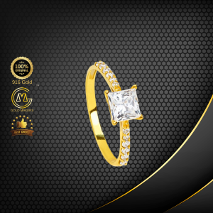 Cincin Batu Simple Square Emas 916 BR9041-F