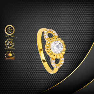 Cincin Batu Bunga Matahari Emas 916 CR9109-K