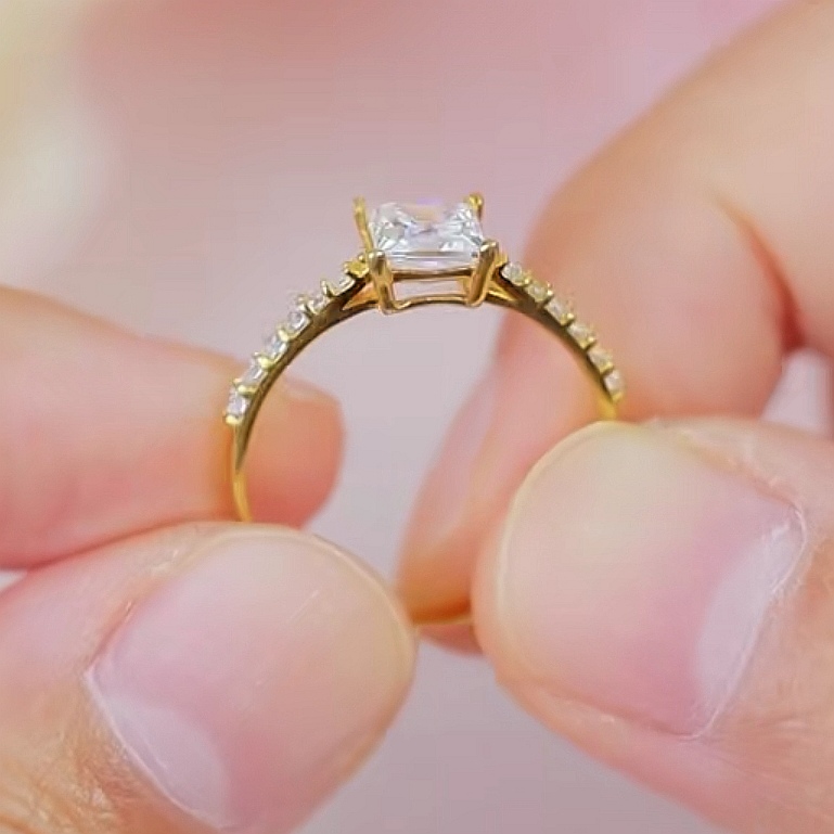 Cincin Batu Simple Square Emas 916 BR9041-F - Image 4