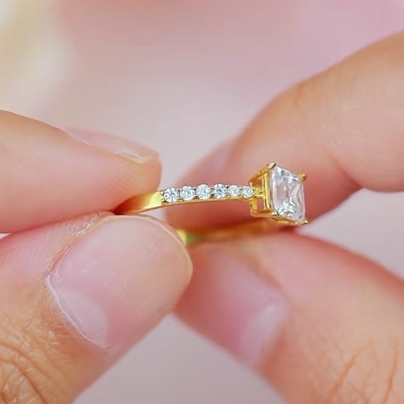 Cincin Batu Simple Square Emas 916 BR9041-F - Image 3