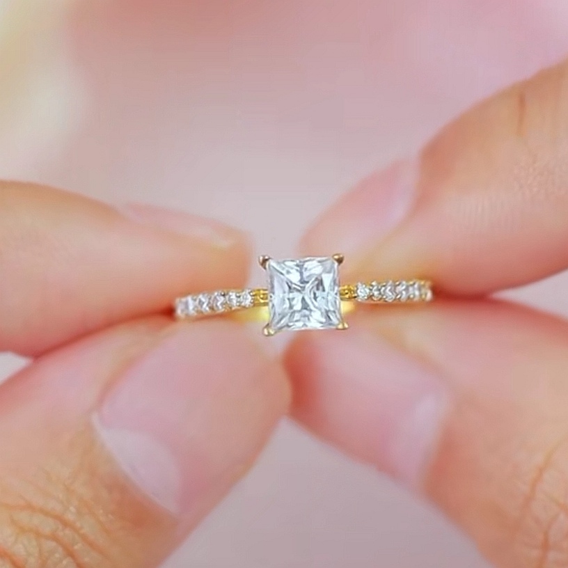 Cincin Batu Simple Square Emas 916 BR9041-F - Image 2