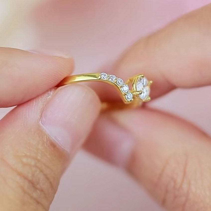 Cincin Batu Bypass Round Emas 916 BR9021-K - Image 4