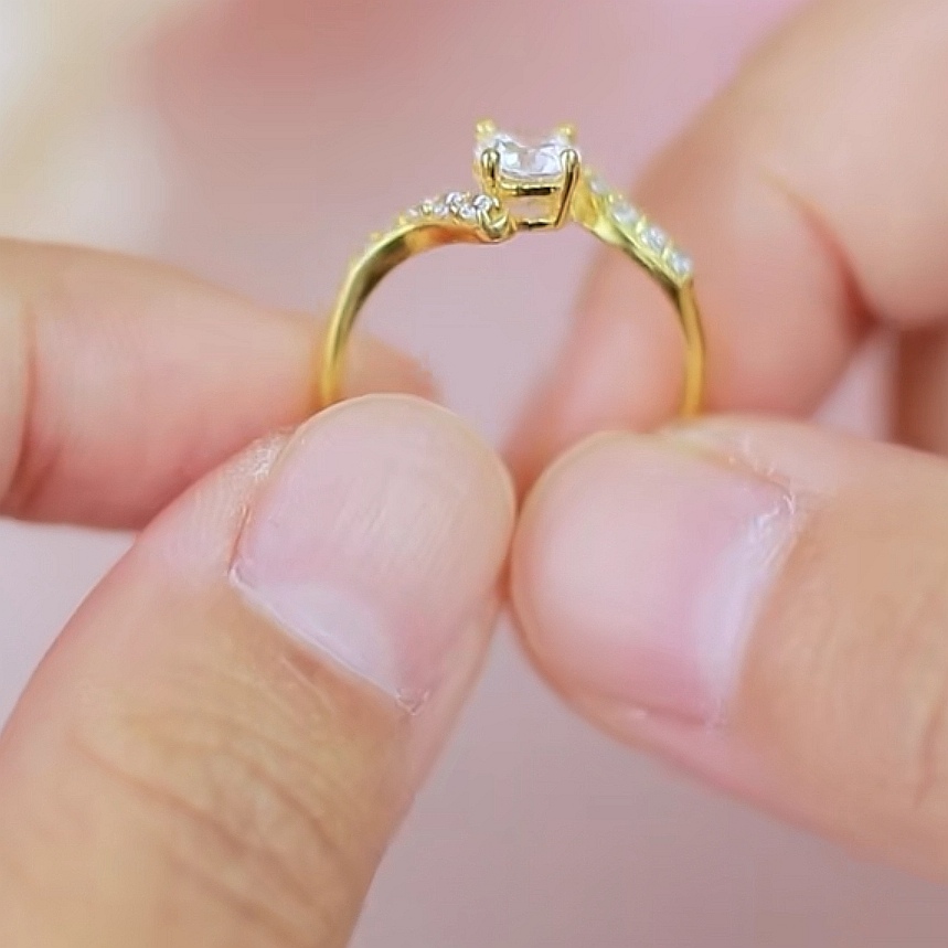 Cincin Batu Bypass Round Emas 916 BR9021-K - Image 3