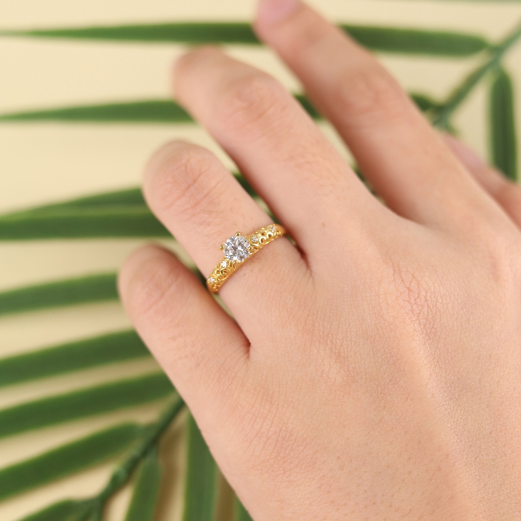 Cincin Batu Implicated Art Emas 916 S9185 - Image 2