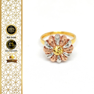GM Fashion Ring 3 Tone 916 Gold