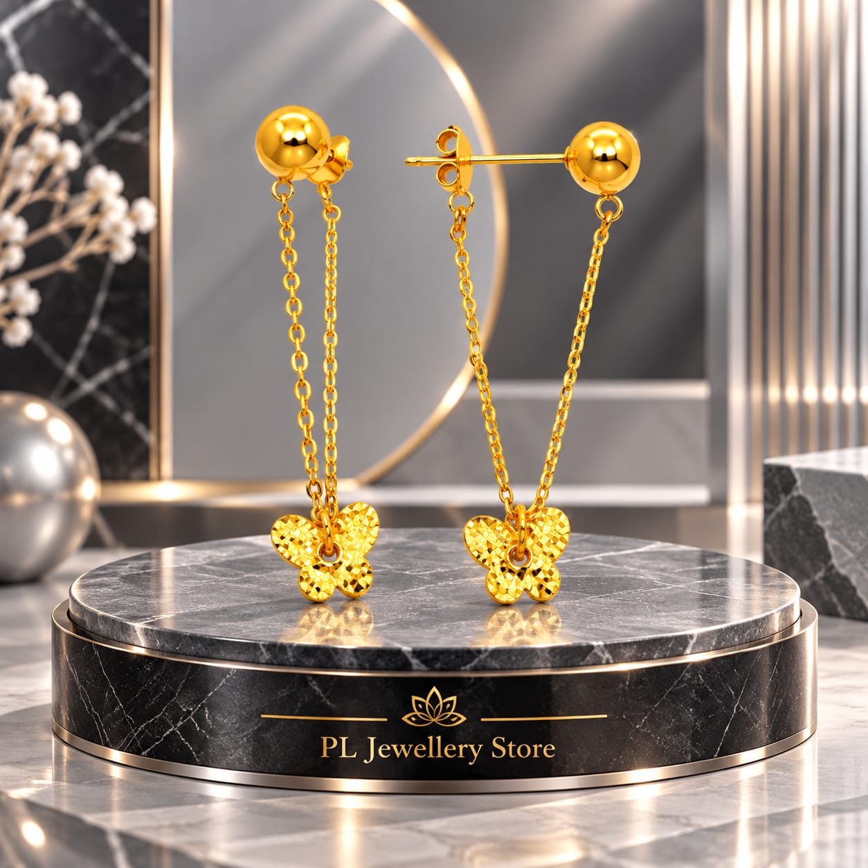 PL Dangle Earring 916 Gold (Pre Order) E89-6