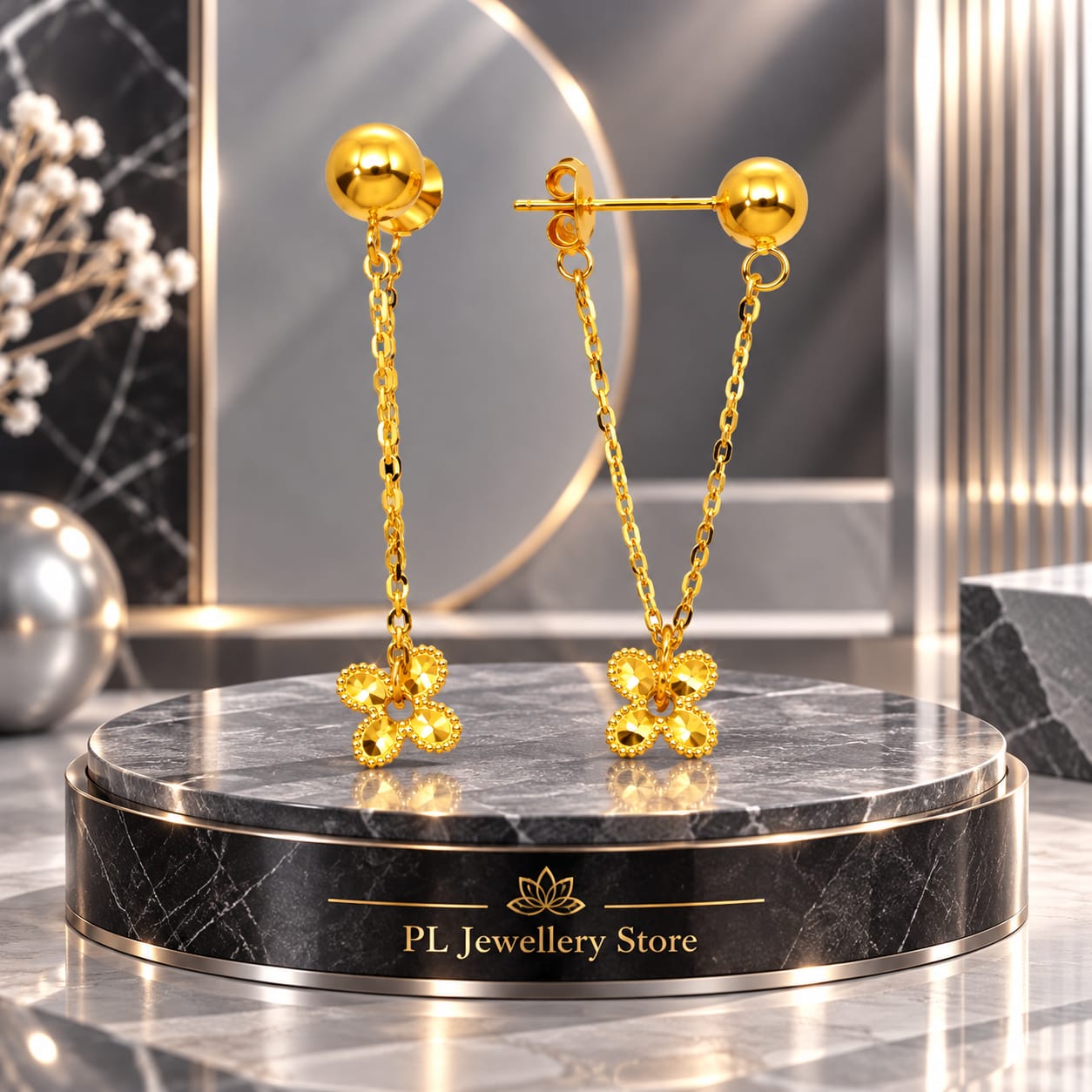 PL Dangle Earring 916 Gold (Pre Order) E89-7