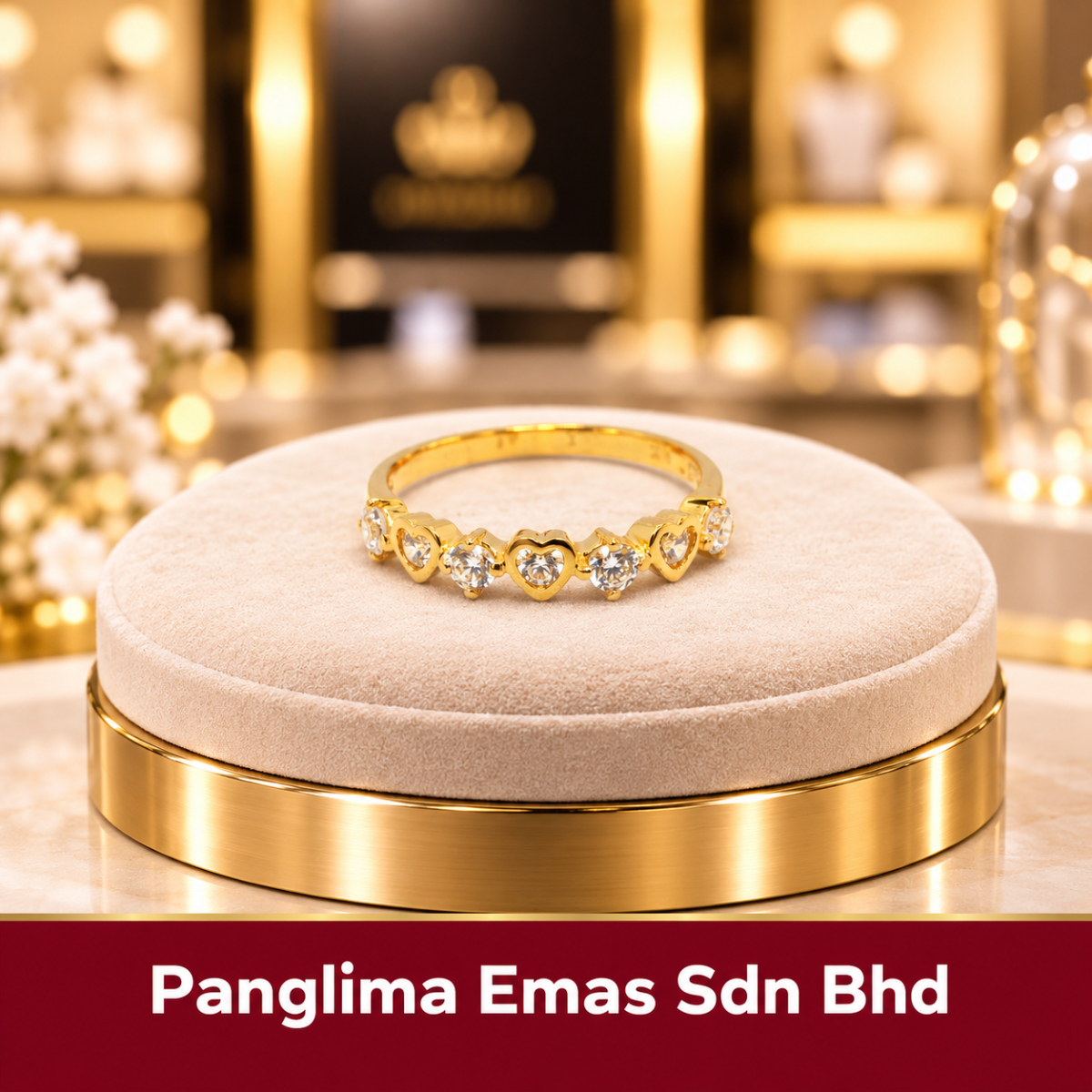 PANGLIMA EMAS 3 Love Stone Ring 916 Gold