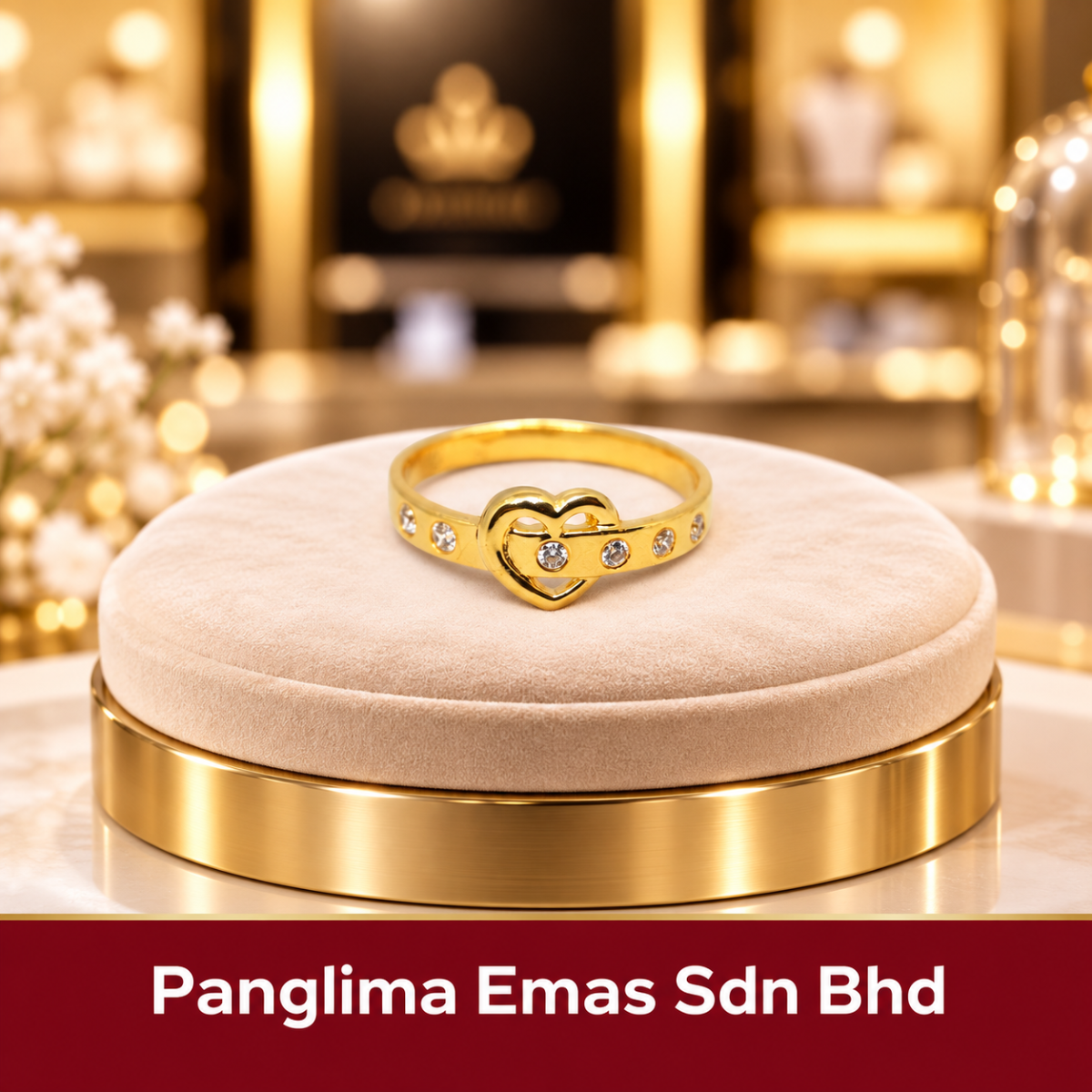 PANGLIMA EMAS Love Shap Stone Ring 916 Gold