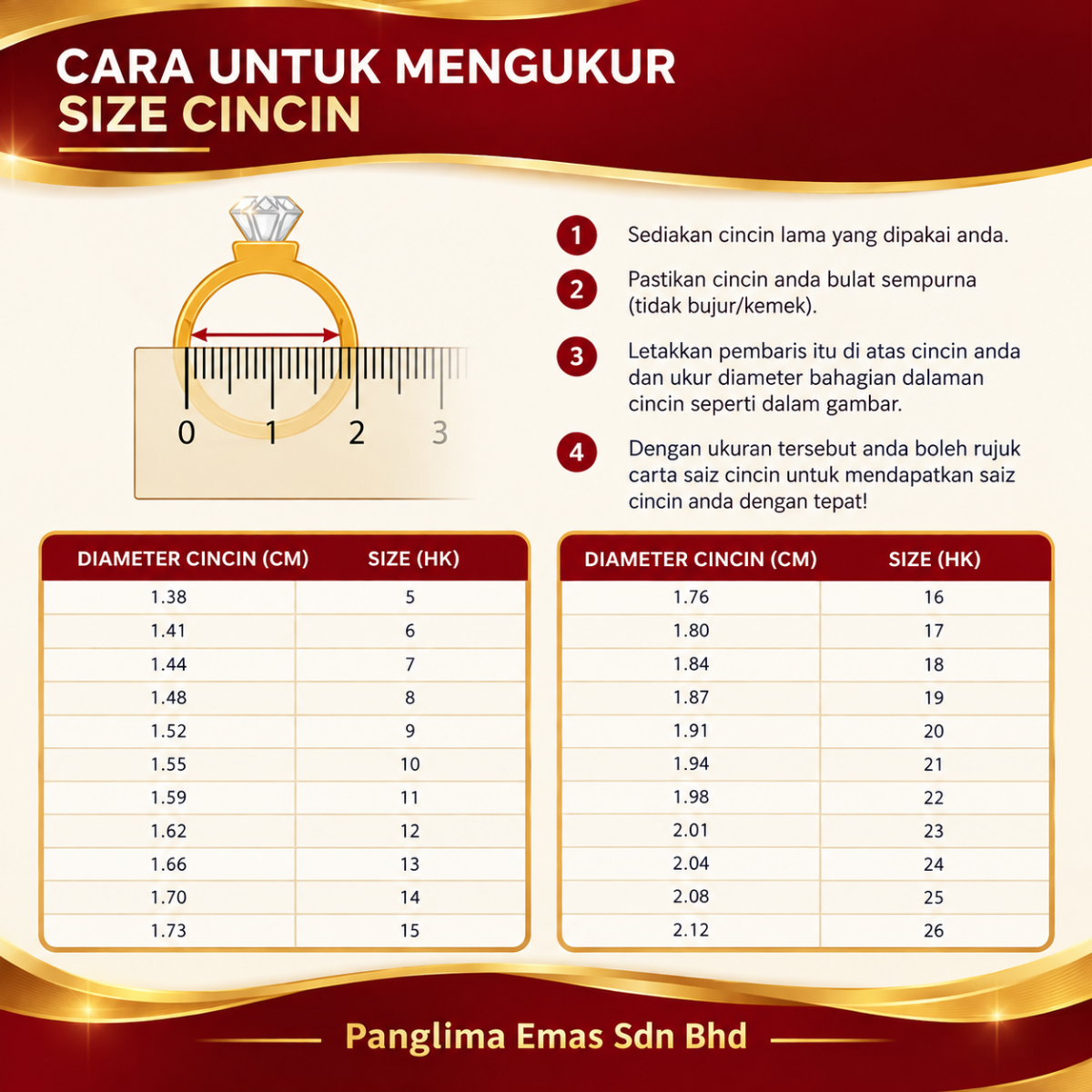 PANGLIMA EMAS Love Shap Stone Ring 916 Gold - Image 4
