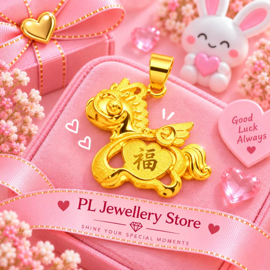 PL Fortune Pony Pendant 916 Gold (Pre Order) P112-6