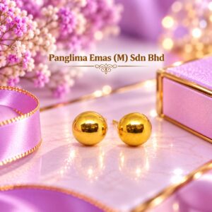 PANGLIMA EMAS Golden Ball Earring 916 Gold
