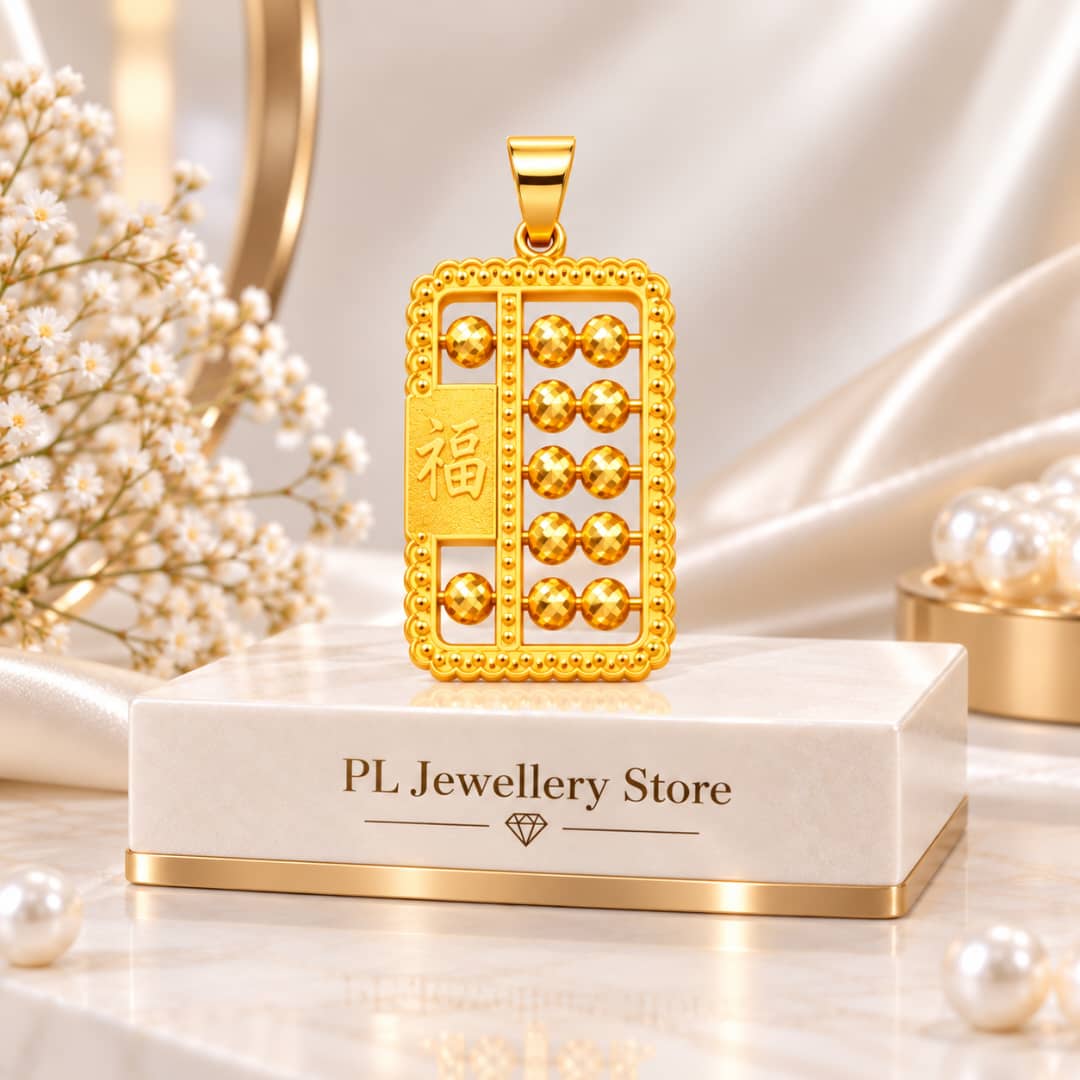 PL Blessing Abacus Pendant 916 Gold (Pre Order) P101-8