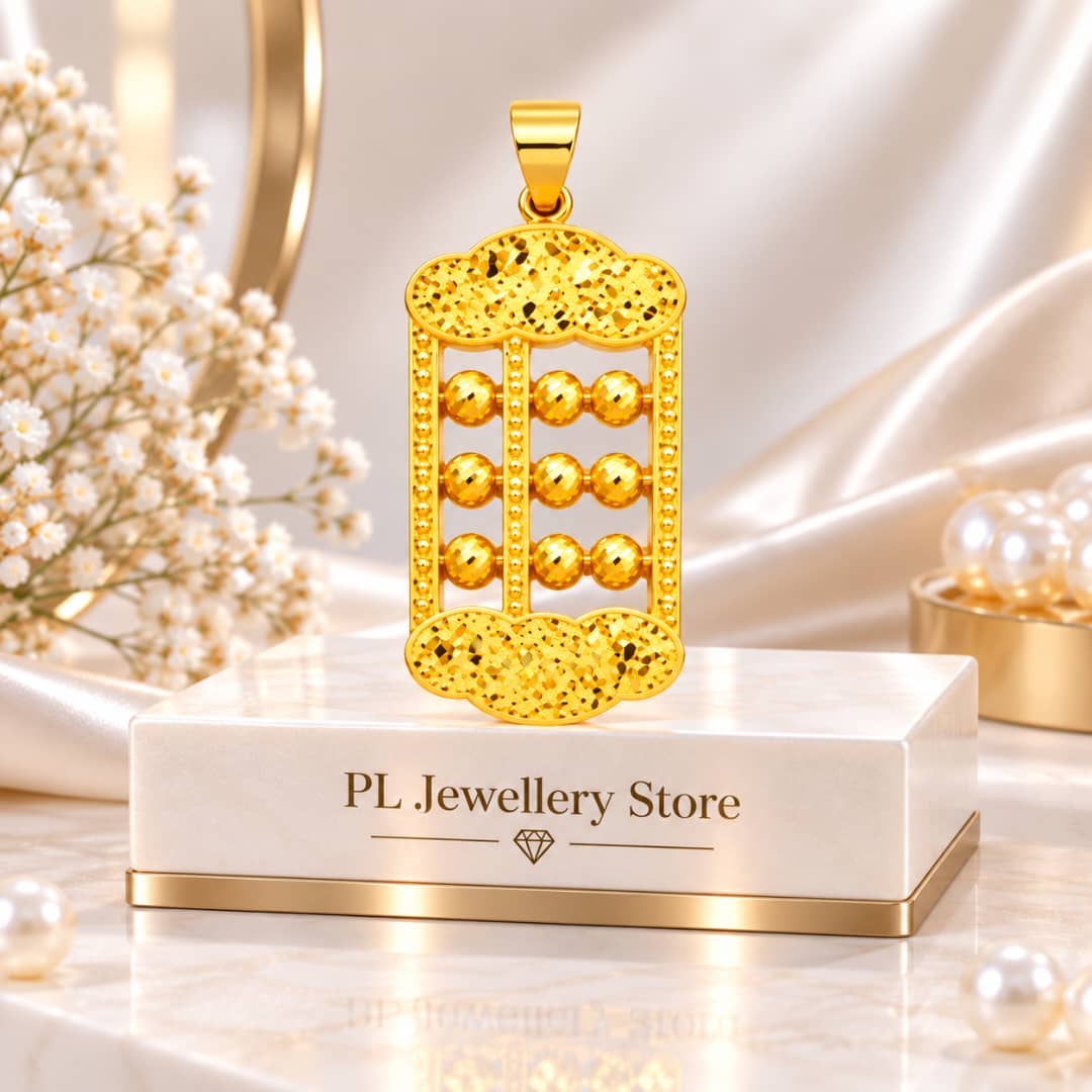 PL Golden Cloud Abacus Pendant 916 Gold (Pre Order) P101-9