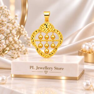 PL Lucky Heart Abacus Pendant 916 Gold (Pre Order) P101-12