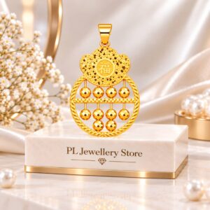 PL Lucky Ingot Abacus Pendant 916 Gold (Pre Order) P101-11