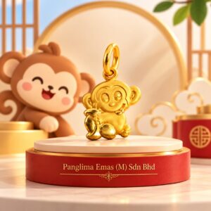 PANGLIMA EMAS Cute Monkey Pendant 916 Gold